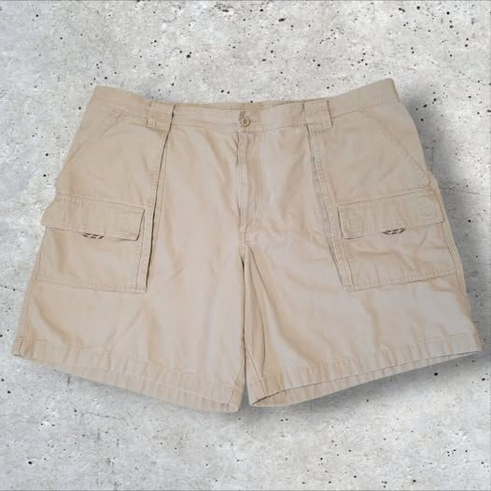LL Bean Mens Pathfinder Cargo Shorts 44 x 8 Canvas Outdoor Hiking Beige Stone